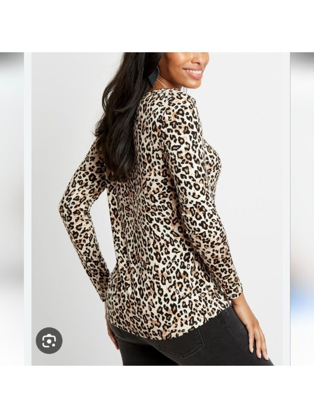 Maurices 24/7 Leopard Animal Print Long Sleeve Tee Stretch T-Shirt Size XL - Picture 2 of 8